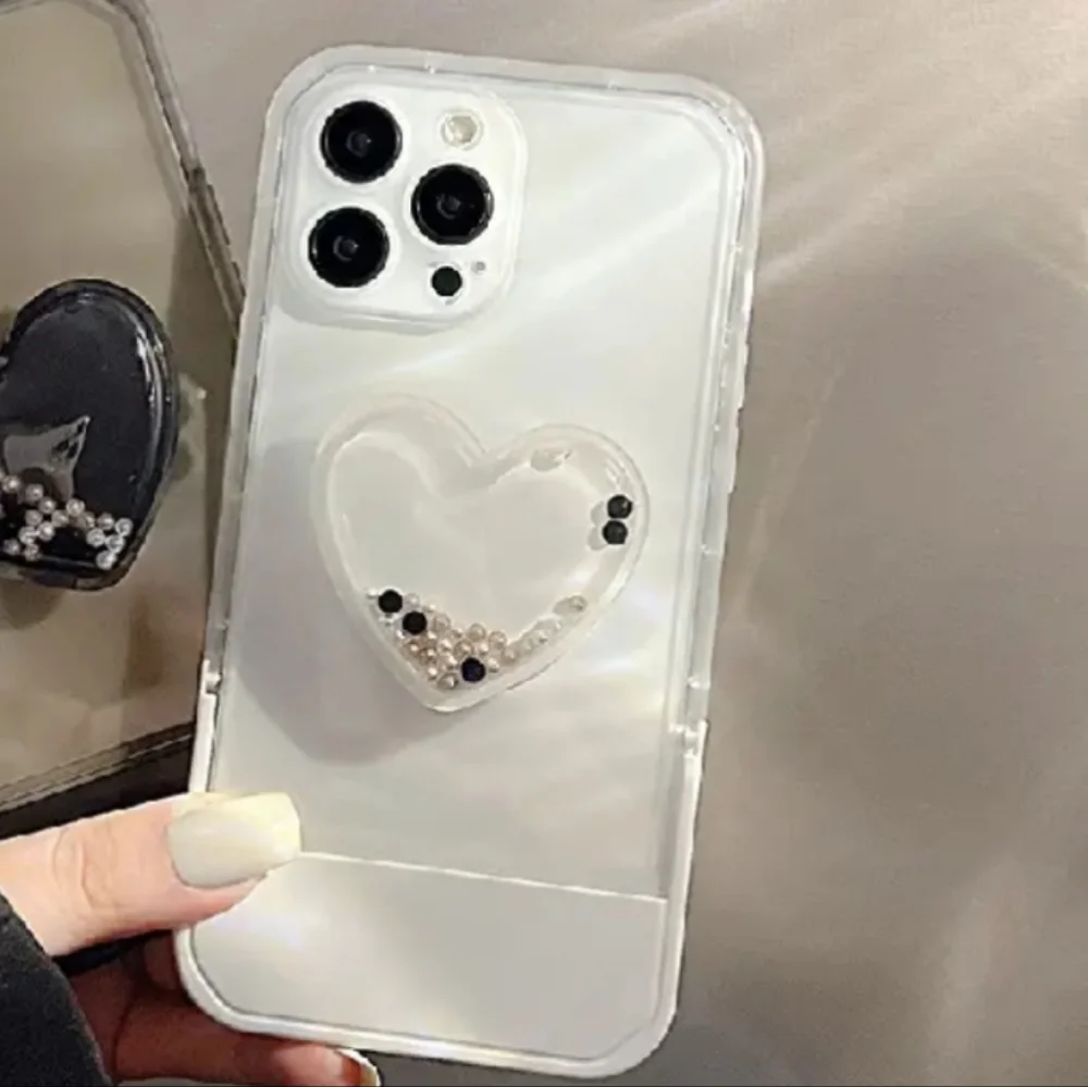 Brand new Apple IPhone 14Pro Max  Beaded heart bracket 🖤Silicone Phone w